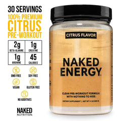 NAKED Citrus Energy powder dissolving into water for a citrus boost