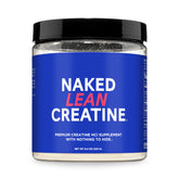 NAKED Lean Creatine HCl Powder bottle on shelf boosts lean gains with clean ingredients.