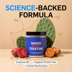 NAKED Lean Creatine HCl Powder scoop shows precise 750mg serving for strength.
