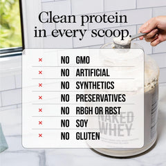 Naked Vanilla Whey Isolate shake demonstrates a smooth post-workout drink.