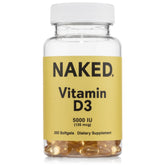 NAKED Vitamin D3 5000 IU bottle highlighting high potency for immune support