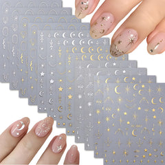 Namrec 12-sheets moon star nail stickers for stylish nail art decor