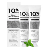 Nano-Hydroxyapatite toothpaste front label highlighting upgraded enamel-supporting formula