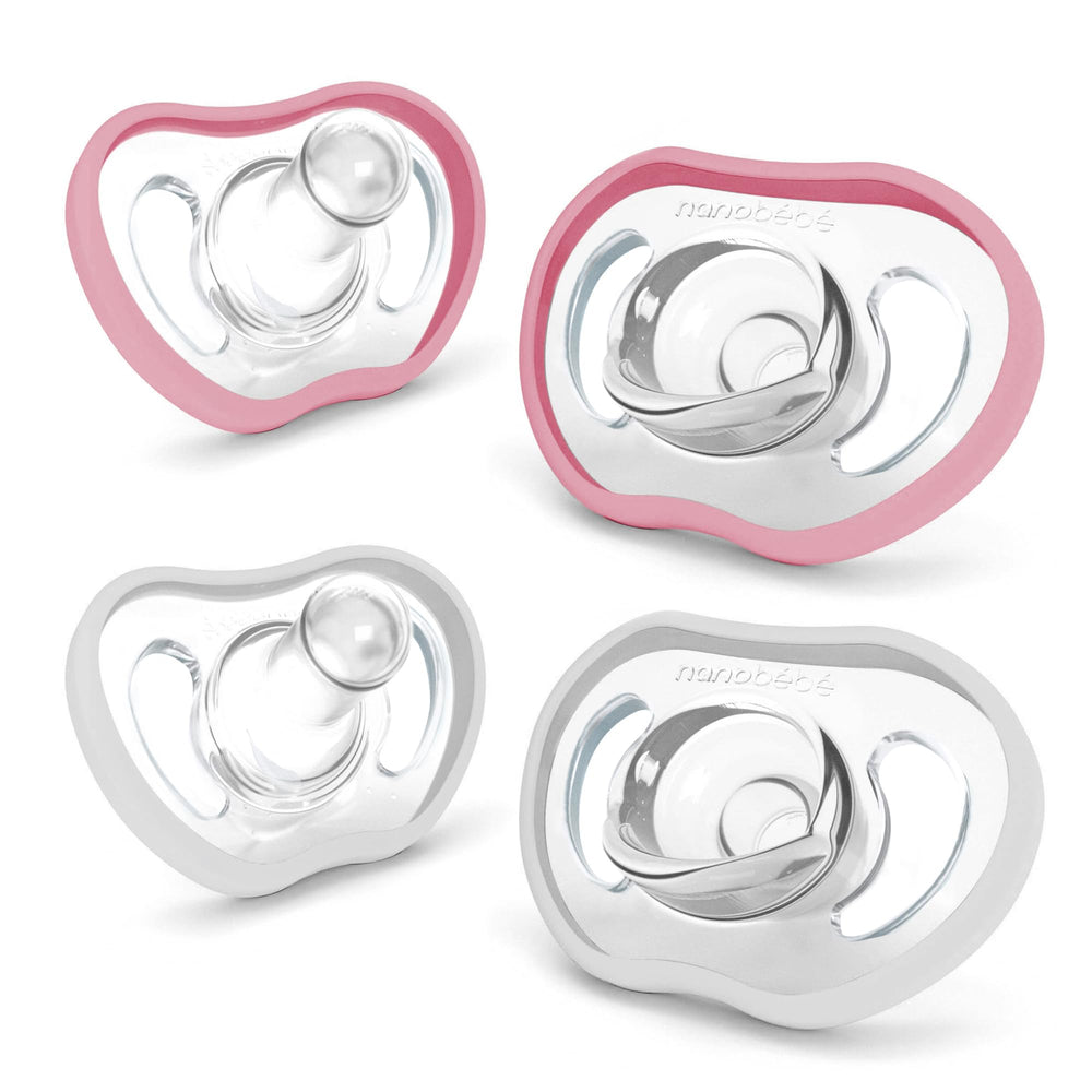Nanobébé Active Pacifier with open vents for improved airflow during active play.