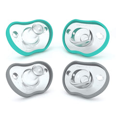 Nanobébé pacifier 0-3 month front view in teal grey for gentle comfort