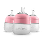 Nanobébé Flexy 5oz pink bottle, familiar feel for easy breast-to-bottle transitions.