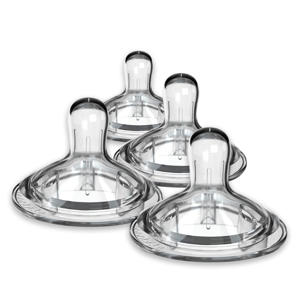 Nanobebe nipples with triple vented design for smoother feeds.
