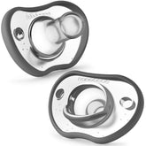 Nanobébé orthodontic pacifier for 0-3 months with gentle curvature for comfort.