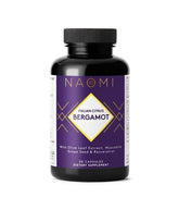NAOMI Italian Citrus Bergamot 500mg bottle close-up highlighting polyphenol blend for daily wellness.