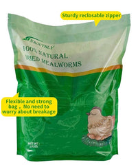 Resealable NAOUTHLY bag keeps mealworms fresh without refrigeration