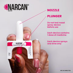 NARCAN nasal spray over-the-counter label for easy access