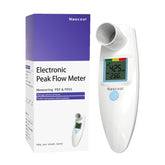 Nascool digital peak flow meter front display helps track breathing trends