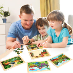 NASHRIO dinosaur puzzle frame keeps pieces secure during play