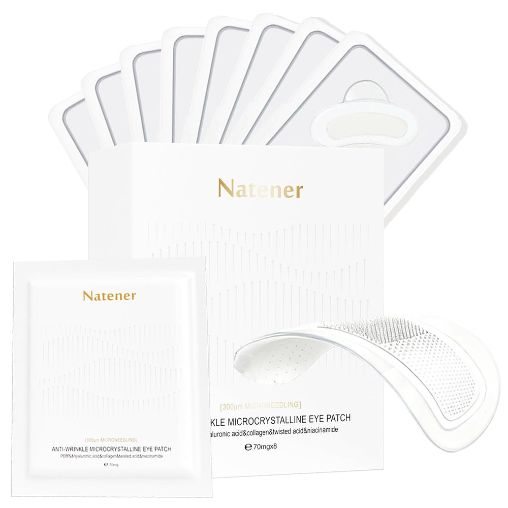 Natener 8-pairs PDRN eye patches pack open for easy application.