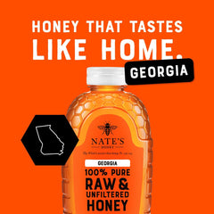 Nate's Honey Georgia pollen-visible closeup highlights natural texture and pollen content