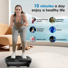 Natini vibration plate side view highlighting compact design for small spaces