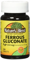Nature's Blend Ferrous Gluconate bottle from National Vitamin Company Inc, convenient daily iron supplement