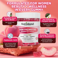 Ingredients blend of NATISLAND gummies with pumpkin seed oil and saw palmetto