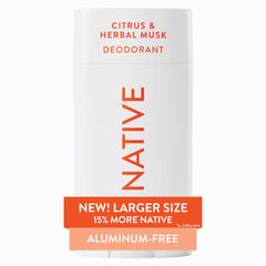 Native aluminum-free deodorant stick with citrus-herbal musk for all-day freshness.