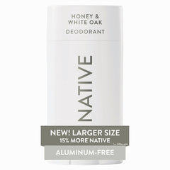Native aluminum-free deodorant stick in Honey and White Oak with silky glide.