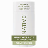 Native Balsam & White Woods deodorant stick applying smoothly for daily comfort