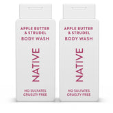 Native Body Wash bottle pour shows apple butter and strudel notes for a comforting cleanse.