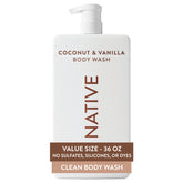 Native Body Wash bottle with coconut-vanilla scent for a gentle cleanse