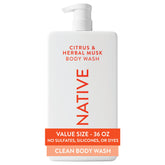 Native Charcoal bottle with pump for easy, sulfate-free cleansing.
