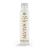 Native deodorant spray holiday edition sugar cookie bottle, aluminum-free freshness for everyday wear.