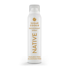Native deodorant spray holiday edition sugar cookie bottle, aluminum-free freshness for everyday wear.