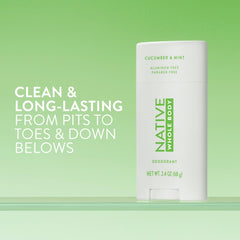 Native deodorant stick creamy texture close-up highlights skin-conditioning benefits