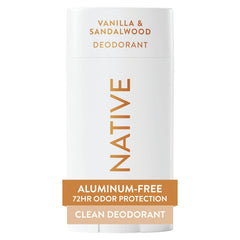Native Deodorant Vanilla & Sandalwood stick ready for on-the-go odor protection.