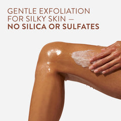 Native detoxifying exfoliating body scrub scoop demonstrates creamy formula for spa-like experience