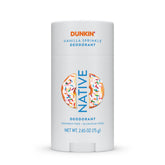 Native Dunkin Vanilla Sprinkle deodorant stick delivers all-day freshness.