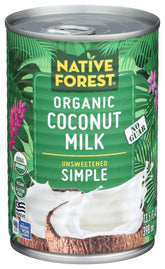 Native Forest coconut milk can on a shelf, ideal dairy-free ingredient for curries.