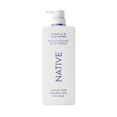 Native Moisturizing Body Wash bottle highlighting lasting hydration for dry skin.
