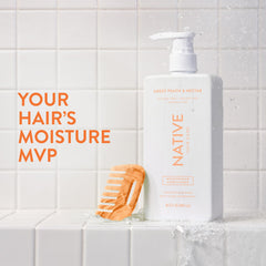 Native Moisturizing Conditioner Sweet Peach & Nectar back label highlights clean ingredients