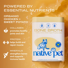 Native Pet bone broth powder for cats enhances meals and digestion.