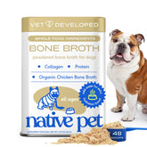 Native Pet bone broth powder chicken topper on kibble to entice picky eaters