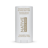 Native sandalwood and shea butter deodorant bottle with aluminum-free formula for odor protection