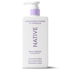 Native Scalp Detox Shampoo bottle with Lavender Cloud and Vanilla for calming cleansing