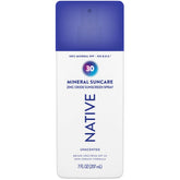 Native sunscreen pump spray bottle close-up for easy face and body protection
