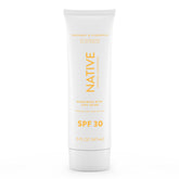 Native Sunscreen SPF 30 tube close-up shows protection for sensitive skin.