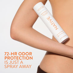 Native Sweet Peach & Nectar underarm application demonstrating long-lasting odor protection.