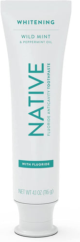 Native Wild Mint toothpaste tube showing sleek packaging for fresh breath and daily care.