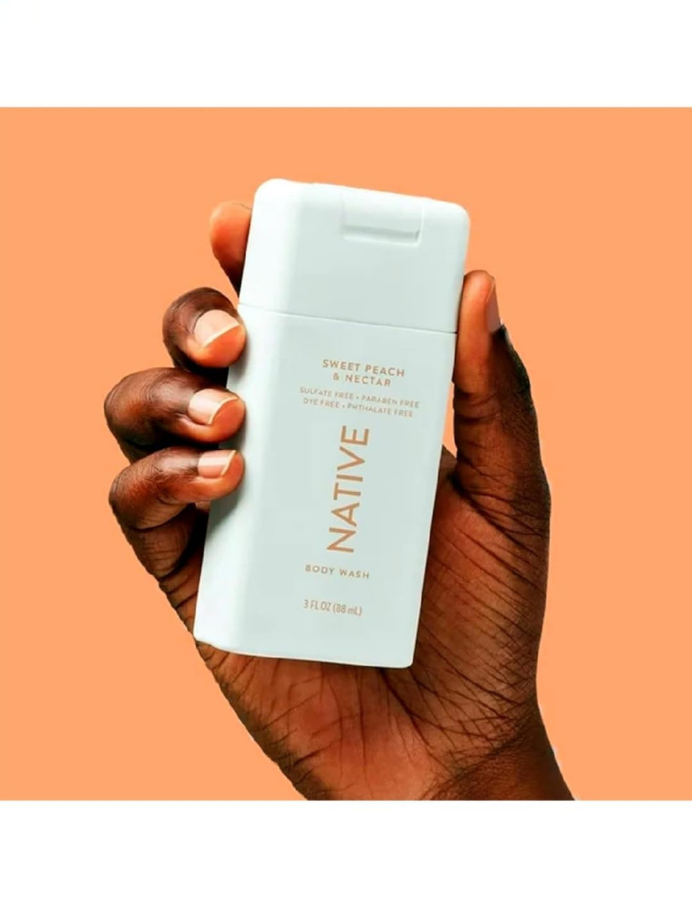 Native Travel Size Body Wash Sweet Peach & Nectar bottles showing creamy lather for everyday refreshment