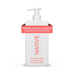 Native Volumizing Shampoo bottle with berries-vanilla-cream scent boosts lightness and bounce