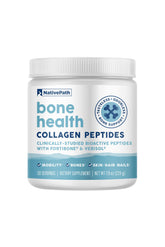NativePath Bone Health collagen tub close-up label highlighting Fortibone and Verisol blend.