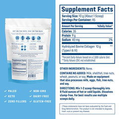 Scoop of NativePath Collagen Peptides shows 10 g protein per serving.