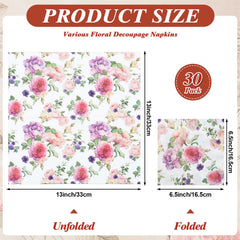 NatNarr floral chinoiserie napkins ideal for decoupage on shells, bottles, and frames